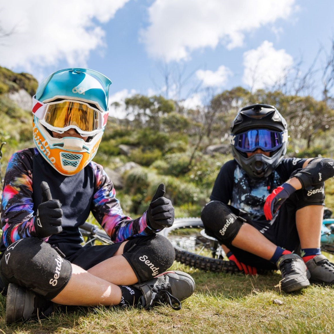 Kids wearing Sendy MTB Knee & Elbow pads